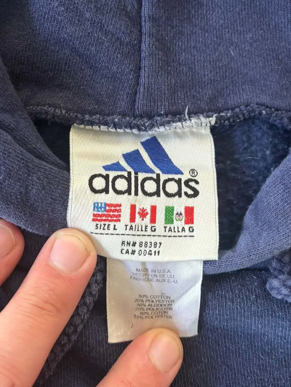 Vintage Adidas Embroidered Logo Pullover Hoodie Blue
